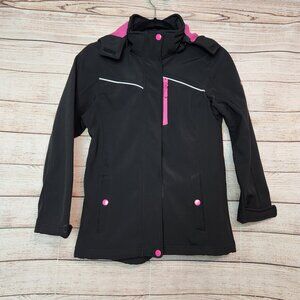 CB Cutter Buck Sport Jacket Women's Size M 10-12 Black Pink Heavyweight Hoodie